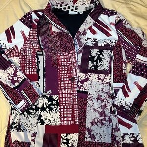 Women’s Blazer XL Susan Graver Professional Career Black Purple Patchwork